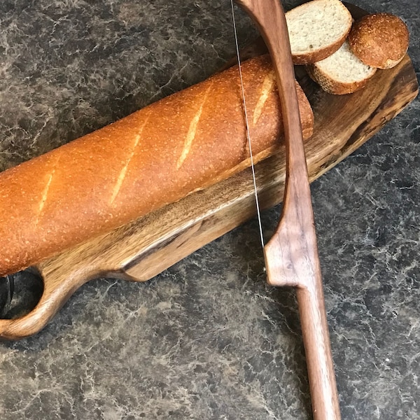 Walnut Bow Bread Knife, Easy Slicer , Gift For Friend,Handcrafted in USA,Breakfast Essential For Her,sourdough Bread Knife,Organic Wood