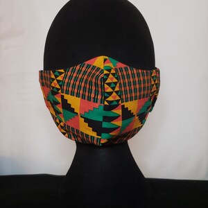 Three Layer Unisex Handmade Face Mask / Reusable Face Mask / Cotton Fabric/Black Heritage/Personalized Face Mask