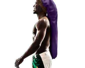 Mens Silky Satin Soft Customised Extra Long Night Sleep Hair Bonnet Scarf Adjust Non Slip Tie® Edge Control Open End Free Pouch Machine Wash