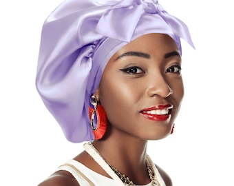 One Colour Double Layer Bonnet Satin Non Slip® Tie Night Sleep Scarf Adjust Edge Control Extensions Natural Hair Free Pouch Washable UK Made