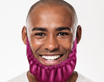 Satin Beard Rag Single Colour Beard Protector Beard Bonnet Bib for Sleep Protection over Food Moisturise Adjustable Ear Elastic Washable