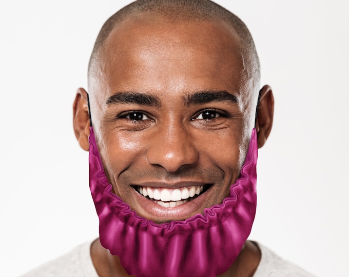 Satin Beard Rag Single Colour Beard Protector Beard Bonnet Bib for Sleep Protection over Food Moisturise Adjustable Ear Elastic Washable