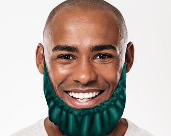 Satin Beard Rag Single Colour Beard Protector Bonnet Bib for Sleep Protection over Food Moisturise Adjustable Ear Elastic Washable UK Made