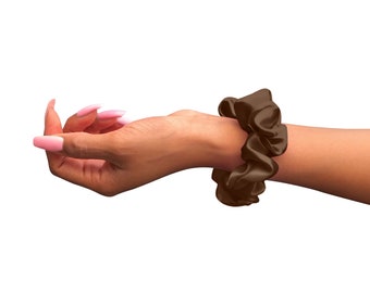 Silky Satin Scrunchies 5 Sizes Easy Stretch Elastic for Curly Long Ponytail Pineapple Style Hair No Crease Kind to Hair No Pull Machine Wash