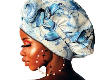 Print Bonnet Full Lined Satin Reversible Non Slip® Tie Night Sleep Scarf Adjust Edge Control Natural Extensions Free Pouch Washable UK Made