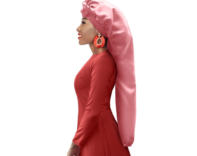 Silky Satin Soft Customised Extra Long Night Sleep Hair Bonnet Scarf Adjust Non Slip Tie® Edge Control Open End Free Pouch Machine Wash