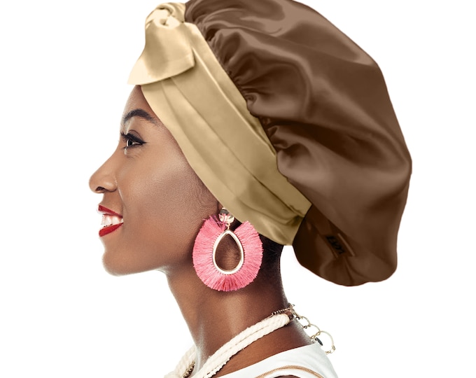 Woven Stretch Double Lined Satin Non Slip Ties Secret Loop® Sleep Bonnet Edge Protect Silky Relaxed Low Cropped Hair Free Pouch Washable UK