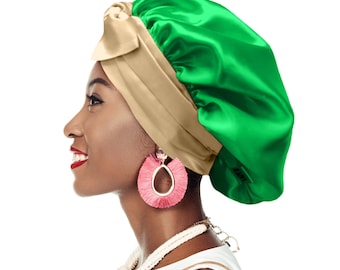 Woven Stretch Double Lined Satin Non Slip Ties Secret Loop® Sleep Bonnet Edge Protect Silky Relaxed Low Cropped Hair Free Pouch Washable UK