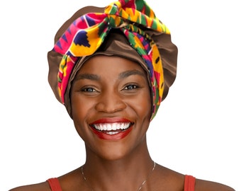 Silky Double Satin Kente Ties Non Slip®Tie Night Sleep Scarf Hair Bonnet Adjust Edge Control Extensions Natural Free Pouch Washable