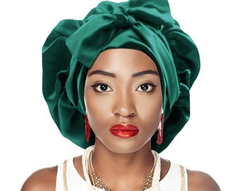 One Colour Double Layer Bonnet Satin Non Slip® Tie Night Sleep Scarf Adjust Edge Control Extensions Natural Hair Free Pouch Washable UK Made