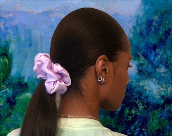 Silky Satin Scrunchies 5 Sizes Easy Stretch Elastic for Curly Long Ponytail Pineapple Style Hair No Crease Kind to Hair No Pull Machine Wash