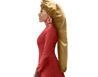 Silky Satin Soft Customised Extra Long Night Sleep Scarf Bonnet Adjust Non Slip Tie® Edge Protect Open End Free Pouch Machine Wash UK Made