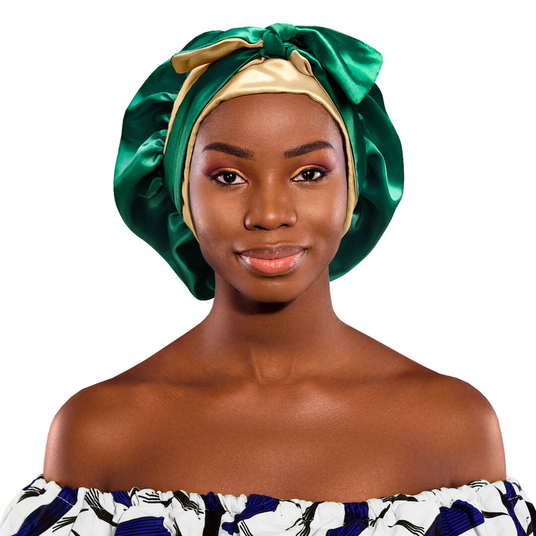 Silky Satin Non Slip® Reverse Emerald & Champs Bonnet Night Sleep Scarf ...