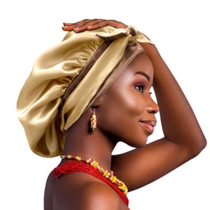 Reversible Double Satin Bonnet Non-Slip Tie® Adjustable Sleep Cap for Locs Braids Extensions & Natural, Edge Protection Washable Made in UK