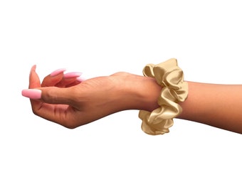 Silky Satin Scrunchies 5 Sizes Easy Stretch Elastic for Curly Long Ponytail Pineapple Style Hair No Crease Kind to Hair No Pull Machine Wash