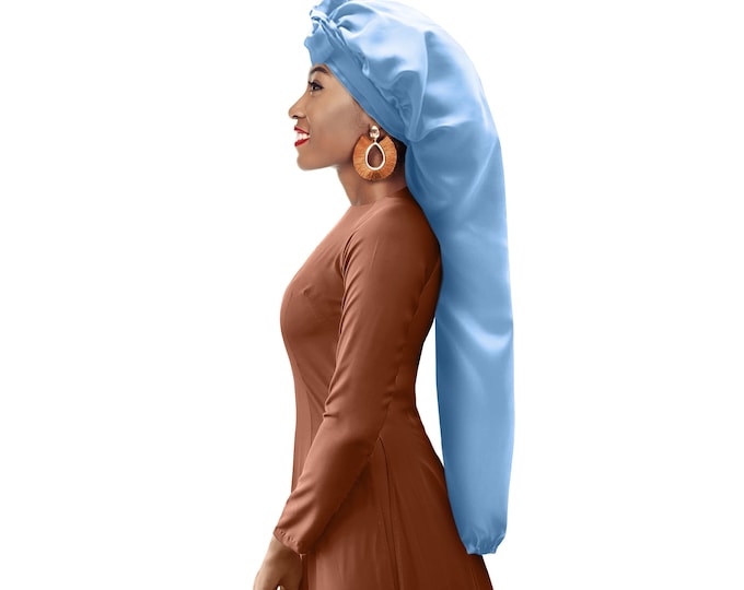 Silky Satin Soft Customised Extra Long Night Sleep Hair Bonnet Scarf Adjust Non Slip Tie® Edge Control Open End Free Pouch Machine Wash