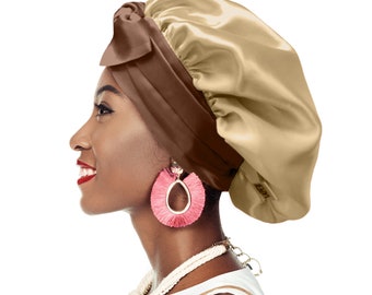 Woven Stretch Double Lined Satin Non Slip Ties Secret Loop® Sleep Bonnet Edge Protect Silky Relaxed Low Cropped Hair Free Pouch Washable UK