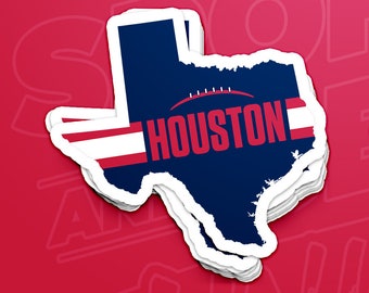 Houston Football Texas Outline Sticker (Blue Design)