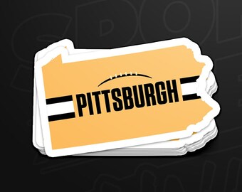 Pittsburgh Football Pennsylvania Outline Sticker (Gold Design)