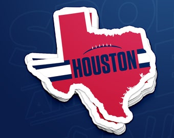 Houston Football Texas Outline Sticker (Red Design)