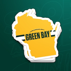 Green Bay Football Wisconsin Outline Sticker (Conception jaune)