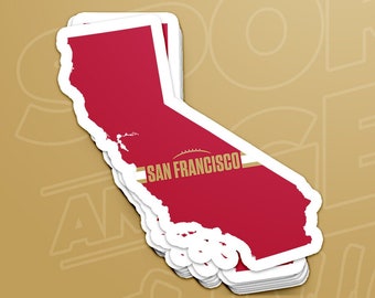 San Francisco Football California Outline Sticker (Red Design)