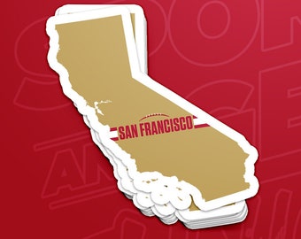 San Francisco Football California Outline Sticker (Gold Design)