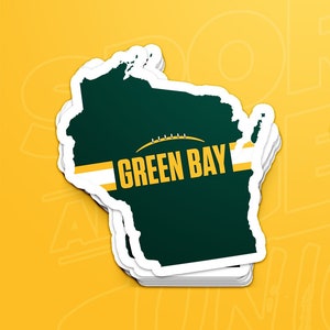 Green Bay Football Wisconsin Outline Sticker (Green Design)