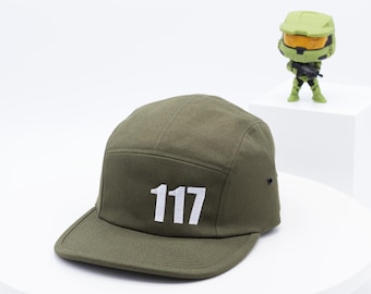 Jefe 117 Gorra de cinco paneles / Sombrero inspirado en Halo / Sombrero Master Chief bordado