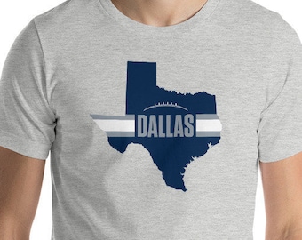 Dallas Football Texas Outline Short-Sleeve Unisex T-Shirt (Blue Design)