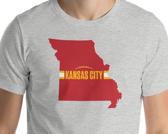 Kansas City Football Missouri Outline Short-Sleeve Unisex T-Shirt (Red Design)