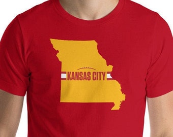 Kansas City Football Missouri Outline Short-Sleeve Unisex T-Shirt (Yellow Design)