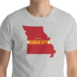 Kansas City Football Missouri Outline Short-Sleeve Unisex T-Shirt (Red Design)