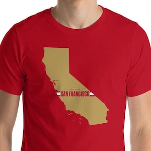 San Francisco Football California Outline Short-Sleeve Unisex T-Shirt (Gold Design)