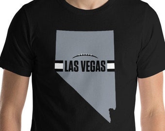 Las Vegas Football Nevada Outline Short-Sleeve Unisex T-Shirt (Silver Design)