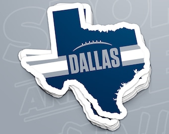 Dallas Football Texas Outline Sticker (Blue Design)