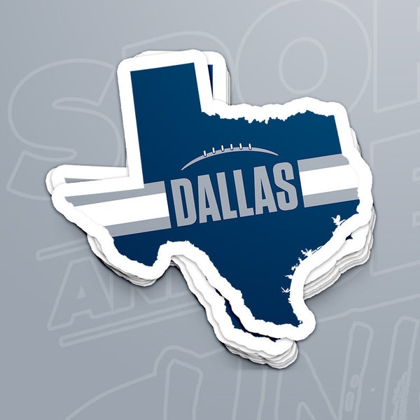 Dallas Football Texas Outline Sticker (Blue Design)