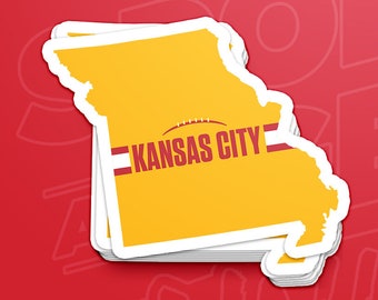 Pegatina de contorno de Kansas City Football Missouri (diseño amarillo)