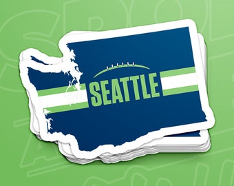 Seattle Football Washington Outline Sticker (Blue Design)