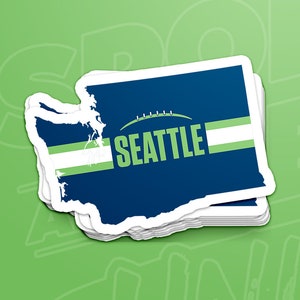 Seattle Football Washington Outline Sticker (Blue Design)