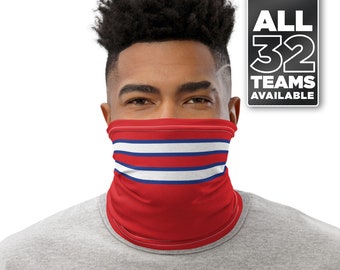 Buffalo Football Color Blast Red Stripe Neck Gaiter / Washable & Reusable Face Cover