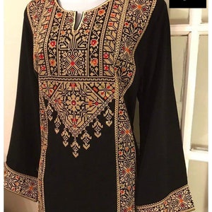 Readymade Winter linen dress pakistani salwar suit black Ajrak
