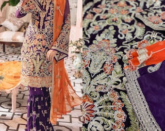 Readymade Indian Dress Pakistani Salwar kameez clothing designer tunic kurta Eid Occassion wear purple