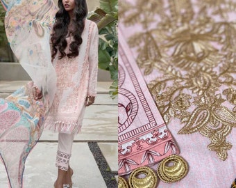 Readymade Indian dress pakistani suit designer pink beige dress