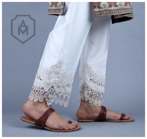 Embroidered trousers pants Capri Pakistani indian clothing