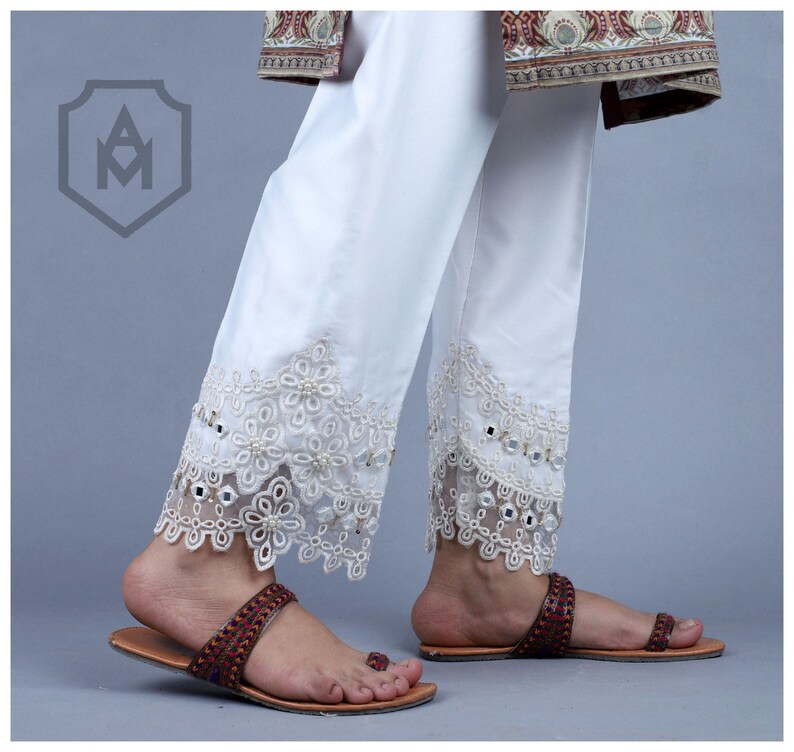 Embroidered trousers pants Capri Pakistani indian clothing