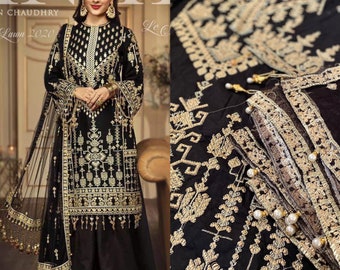 Readymade Indian Dress Pakistani Salwar kameez clothing designer tunic kurta Eid Occassion wear  Black Gold