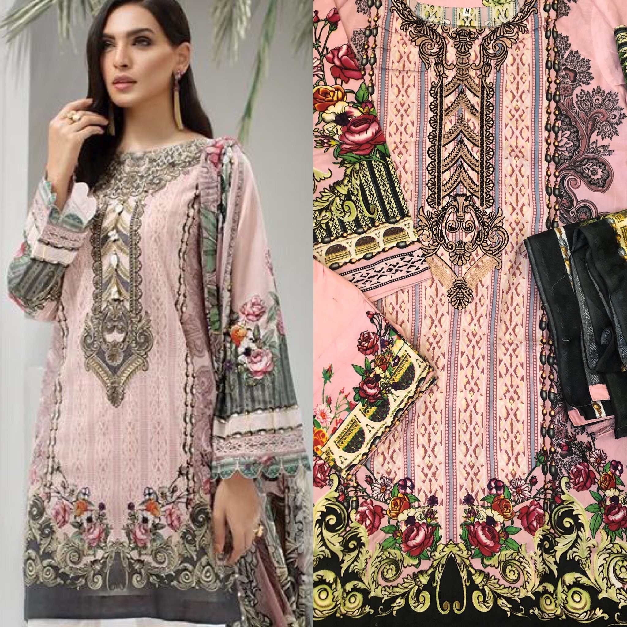 Pakistani shalwar kameez Winter Linen Three Piece Stitched Suit Designer Replica