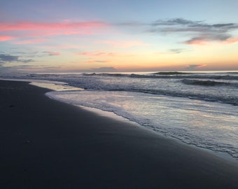 beach, sunrise, ocean, waves