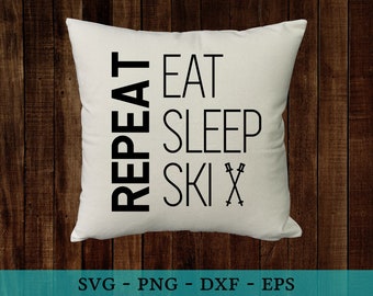 Eat sleep ski repeat | Etsy Ski Pillow Eat Sleep Ski Repeat home